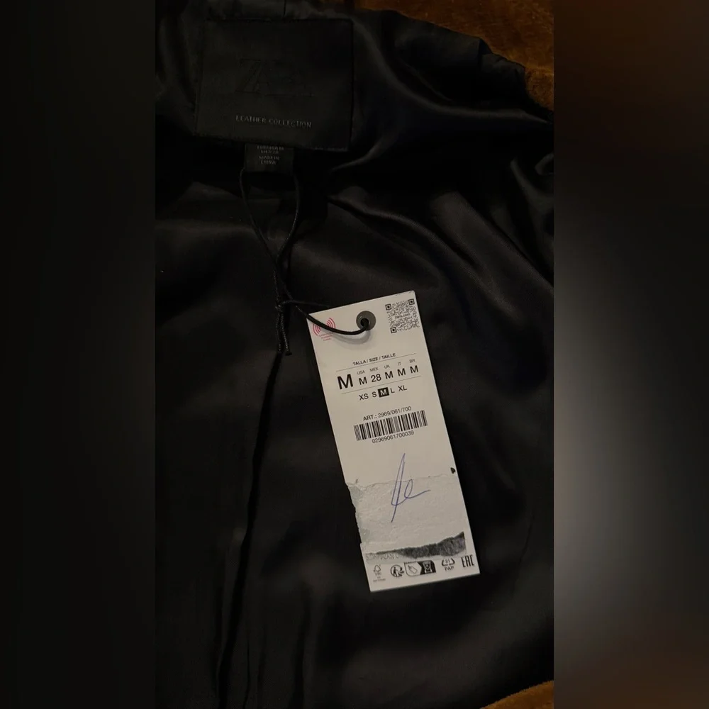 ZARA Leather Collection Suede Jacket Brown Button Front Overshirt Size M - Picture 4 of 5